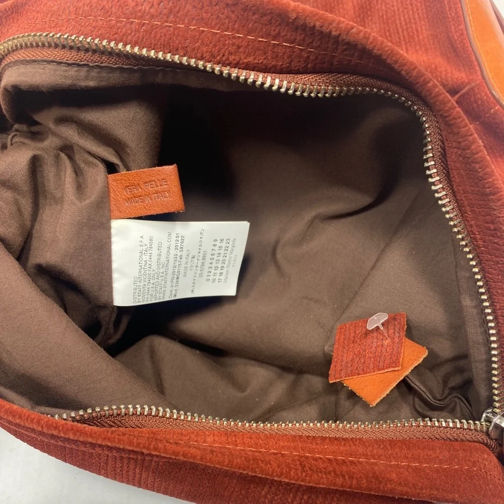 Maison Martin Margiela Burgundy Cognac Leather Messenger Bag Adjustable Shoulder